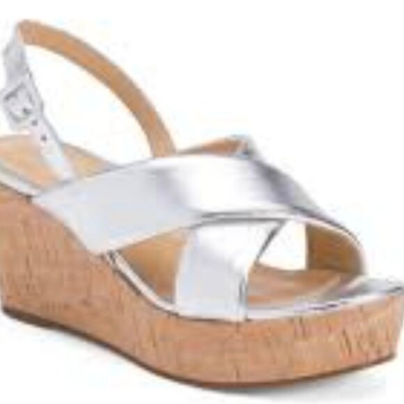 Marion Parke Metallic Slingback Platform Wedge Sandal - Picture 10 of 10